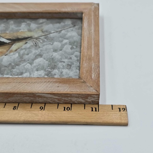 Uniquely Painted Feather Trio on Metal and Rustic Wood Framed Wall Art - Picture 15 of 16